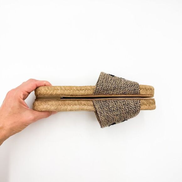 Chanel CC Logo Espadrille Slides Tweed Mules Flat Sandals EU 38 - Picture 6 of 11